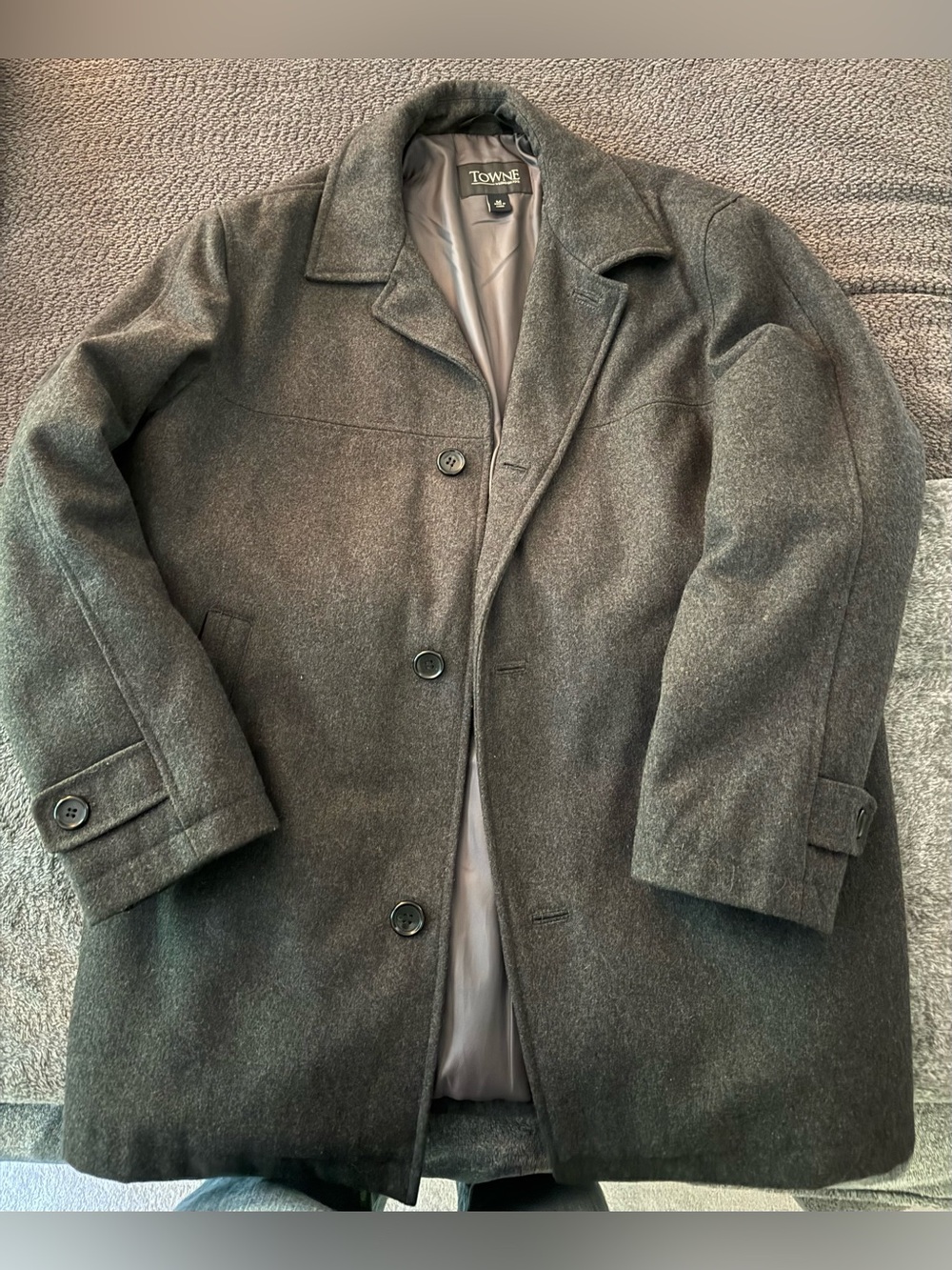 London Fog Men's Dark Gray Wool Pea Coat
